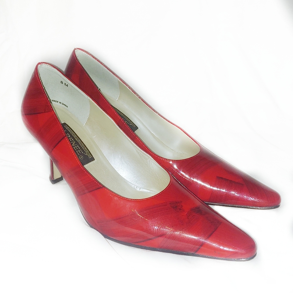 JRenee vintage pointy black label red heels